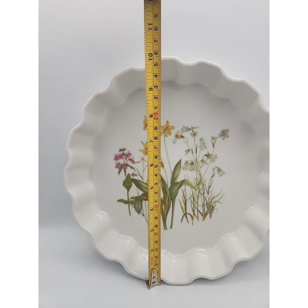 Shafford Japan Floral Porcelain Quiche Pie Tart Dish 1970s Rock Garden Pattern